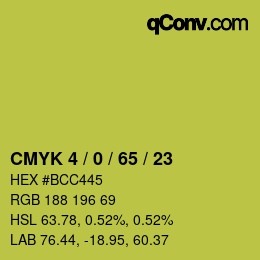 カラーコード: CMYK 4 / 0 / 65 / 23 | qconv.com