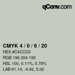 カラーコード: CMYK 4 / 0 / 6 / 20 | qconv.com