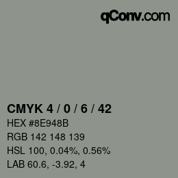 Código de color: CMYK 4 / 0 / 6 / 42 | qconv.com