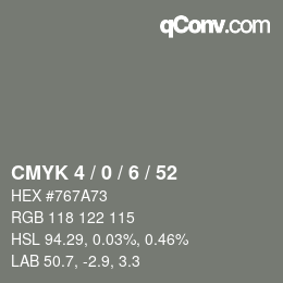 カラーコード: CMYK 4 / 0 / 6 / 52 | qconv.com