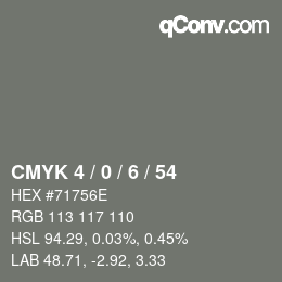 Color code: CMYK 4 / 0 / 6 / 54 | qconv.com