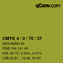 カラーコード: CMYK 4 / 0 / 70 / 37 | qconv.com