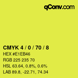 カラーコード: CMYK 4 / 0 / 70 / 8 | qconv.com