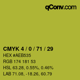 Farbcode: CMYK 4 / 0 / 71 / 29 | qconv.com