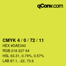 颜色代码: CMYK 4 / 0 / 72 / 11 | qconv.com