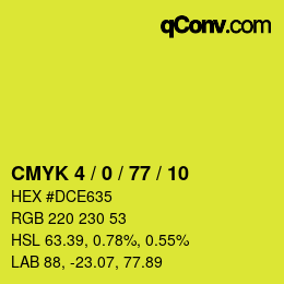 カラーコード: CMYK 4 / 0 / 77 / 10 | qconv.com