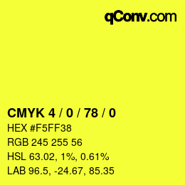 Color code: CMYK 4 / 0 / 78 / 0 | qconv.com