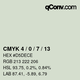 カラーコード: CMYK 4 / 0 / 7 / 13 | qconv.com