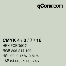 カラーコード: CMYK 4 / 0 / 7 / 16 | qconv.com
