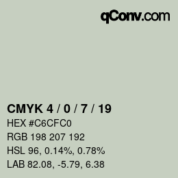 カラーコード: CMYK 4 / 0 / 7 / 19 | qconv.com