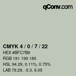 カラーコード: CMYK 4 / 0 / 7 / 22 | qconv.com