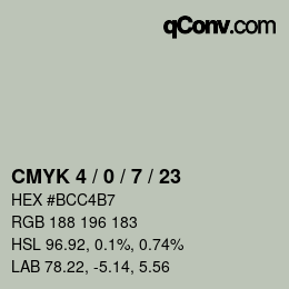 Color code: CMYK 4 / 0 / 7 / 23 | qconv.com