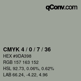 颜色代码: CMYK 4 / 0 / 7 / 36 | qconv.com