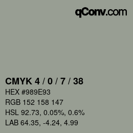 Color code: CMYK 4 / 0 / 7 / 38 | qconv.com