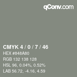 颜色代码: CMYK 4 / 0 / 7 / 46 | qconv.com
