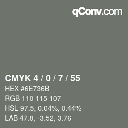 Color code: CMYK 4 / 0 / 7 / 55 | qconv.com