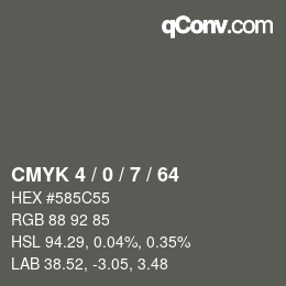 カラーコード: CMYK 4 / 0 / 7 / 64 | qconv.com