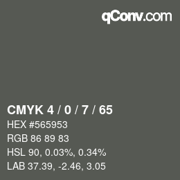 Color code: CMYK 4 / 0 / 7 / 65 | qconv.com