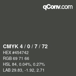 Color code: CMYK 4 / 0 / 7 / 72 | qconv.com