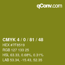 Farbcode: CMYK 4 / 0 / 81 / 48 | qconv.com