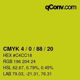 颜色代码: CMYK 4 / 0 / 88 / 20 | qconv.com