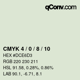 カラーコード: CMYK 4 / 0 / 8 / 10 | qconv.com