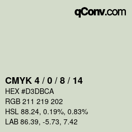 カラーコード: CMYK 4 / 0 / 8 / 14 | qconv.com