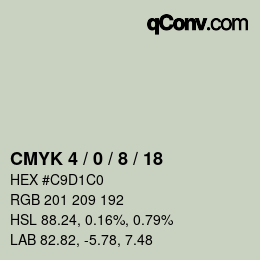 カラーコード: CMYK 4 / 0 / 8 / 18 | qconv.com