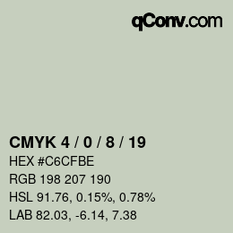 カラーコード: CMYK 4 / 0 / 8 / 19 | qconv.com