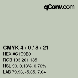 Color code: CMYK 4 / 0 / 8 / 21 | qconv.com