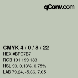 カラーコード: CMYK 4 / 0 / 8 / 22 | qconv.com