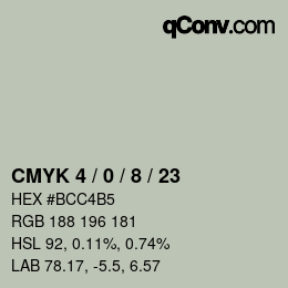 カラーコード: CMYK 4 / 0 / 8 / 23 | qconv.com
