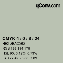カラーコード: CMYK 4 / 0 / 8 / 24 | qconv.com