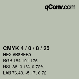 颜色代码: CMYK 4 / 0 / 8 / 25 | qconv.com