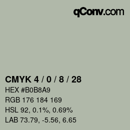 カラーコード: CMYK 4 / 0 / 8 / 28 | qconv.com