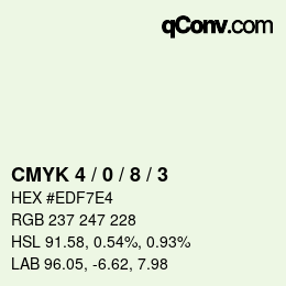カラーコード: CMYK 4 / 0 / 8 / 3 | qconv.com
