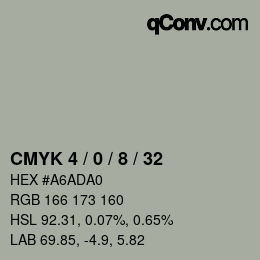 カラーコード: CMYK 4 / 0 / 8 / 32 | qconv.com