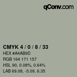 カラーコード: CMYK 4 / 0 / 8 / 33 | qconv.com