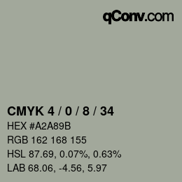 カラーコード: CMYK 4 / 0 / 8 / 34 | qconv.com