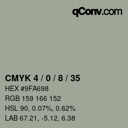 カラーコード: CMYK 4 / 0 / 8 / 35 | qconv.com