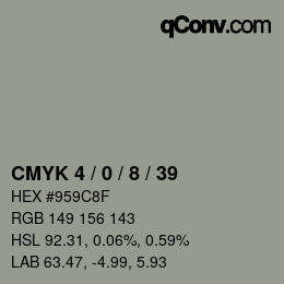 カラーコード: CMYK 4 / 0 / 8 / 39 | qconv.com