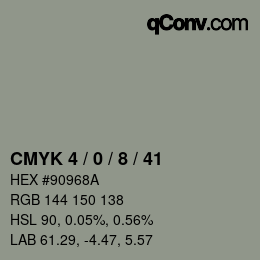 カラーコード: CMYK 4 / 0 / 8 / 41 | qconv.com