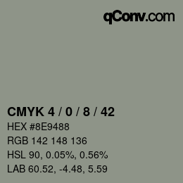 カラーコード: CMYK 4 / 0 / 8 / 42 | qconv.com