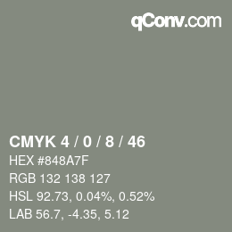 Color code: CMYK 4 / 0 / 8 / 46 | qconv.com