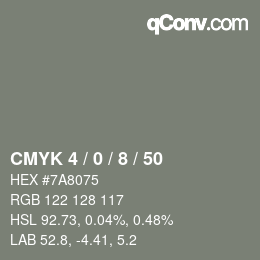 Color code: CMYK 4 / 0 / 8 / 50 | qconv.com