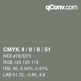 Código de color: CMYK 4 / 0 / 8 / 51 | qconv.com