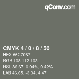 颜色代码: CMYK 4 / 0 / 8 / 56 | qconv.com