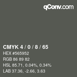 Farbcode: CMYK 4 / 0 / 8 / 65 | qconv.com