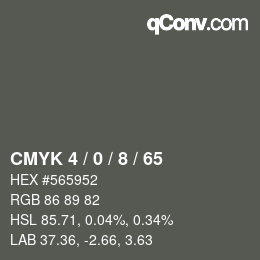 颜色代码: CMYK 4 / 0 / 8 / 65 | qconv.com