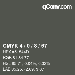 颜色代码: CMYK 4 / 0 / 8 / 67 | qconv.com